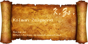 Kolman Zsigmond névjegykártya